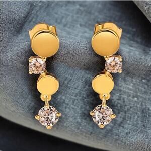 NEW 925 sterling silver 18K karat gold plated CZ drop earrings jewelry B16A